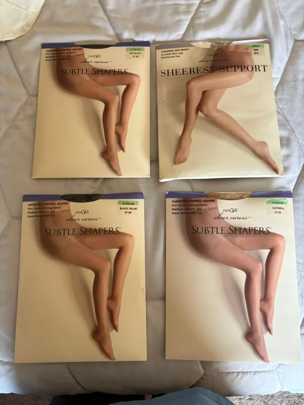 Lot of 4 JC Penney Black Sand Oatmeal AVERAGE Subtle Shapers Pantyhose